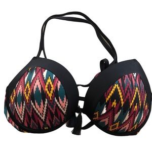 Tribal Print Bikini Top 36 C & Bottom Large Padded Swim Beach